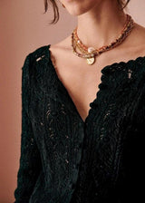 both sides can wear crochet knit top - WOMONA.COM