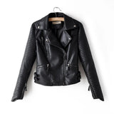 Irregular cuff leather jacket - WOMONA.COM
