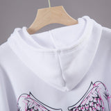 Wings Letter Printing Hooded - WOMONA.COM