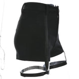 Black Elastic High Waist Slim Shorts - WOMONA.COM