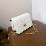 Ladies Leather Flap Chain Bag - WOMONA.COM