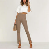 High waist tight casual pants - WOMONA.COM