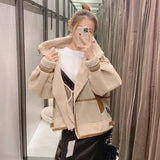 Simple Stitching Zipper Jacket Women - WOMONA.COM