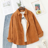 Corduroy long-sleeved shirt - WOMONA.COM