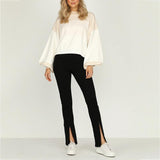 High waist tight casual pants - WOMONA.COM