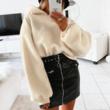 Furry Hooded Loose Coat - WOMONA.COM