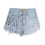 Denim high waist shorts - WOMONA.COM