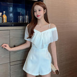 Sling Ruffled One-shoulder Jumpsuit - WOMONA.COM