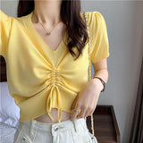 Blouse Summer Knit Short Sleeve - WOMONA.COM