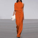 Pile Collar Jumpsuit - WOMONA.COM