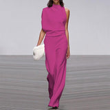 Pile Collar Jumpsuit - WOMONA.COM