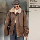Retro Leather Warm Jacket - WOMONA.COM