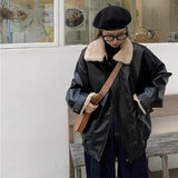 Retro Leather Warm Jacket - WOMONA.COM