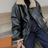 Retro Leather Warm Jacket - WOMONA.COM
