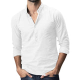 Lapel Long Sleeve Shirt Men - WOMONA.COM