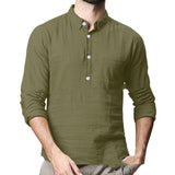 Lapel Long Sleeve Shirt Men - WOMONA.COM