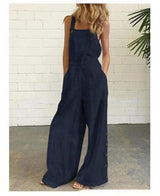 Casual Wide-Leg Side Buckle Jumpsuit - WOMONA.COM