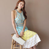 Geometric Plaid Knitted Dress - WOMONA.COM