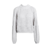 Pure Color Round Neck Sweater - WOMONA.COM