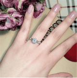 Crystal Rose Gold Six-claw Diamond Ring - WOMONA.COM