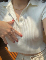 Knitted Thread Lapel Short - WOMONA.COM