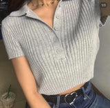 Knitted Thread Lapel Short - WOMONA.COM