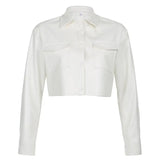 Long-sleeved Leather Jacket - WOMONA.COM