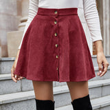 Retro Corduroy High Waist Skirt - WOMONA.COM
