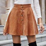 Retro Corduroy High Waist Skirt - WOMONA.COM