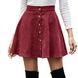 Retro Corduroy High Waist Skirt - WOMONA.COM