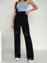 Ripped Wide-leg Jeans - WOMONA.COM