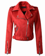 Slim-fit Suede Jacket Short Women's Leather Jacket - WOMONA.COM