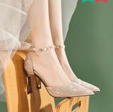 Net Red Girl Crystal Bridesmaid Wedding Shoes - WOMONA.COM