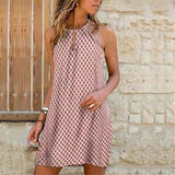 ling Hanging Neck Print Dress - WOMONA.COM