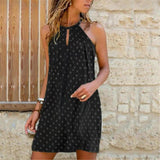 ling Hanging Neck Print Dress - WOMONA.COM