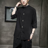 Hanfu linen shirt men - WOMONA.COM