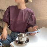 Puff Sleeve Casual Shirt - WOMONA.COM