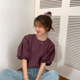Puff Sleeve Casual Shirt - WOMONA.COM