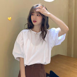 Puff Sleeve Casual Shirt - WOMONA.COM