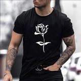 Men S Rose Print T Shirt - WOMONA.COM