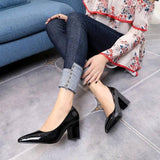Thick Heel Pointed High Heels - WOMONA.COM
