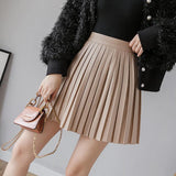 Leather Skirt A-line Skirt - WOMONA.COM