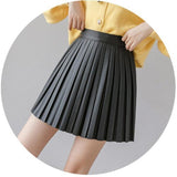 Leather Skirt A-line Skirt - WOMONA.COM
