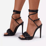 Star Same Style Woven Lace-up Sandals - WOMONA.COM