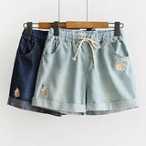 Thin Embroidery Cartoon Shorts - WOMONA.COM