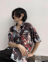 Summer Short-sleeved Flower Shirt Men - WOMONA.COM