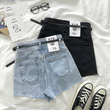 Ripped Denim Wide-leg Shorts - WOMONA.COM
