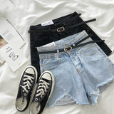 Ripped Denim Wide-leg Shorts - WOMONA.COM