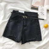 Ripped Denim Wide-leg Shorts - WOMONA.COM