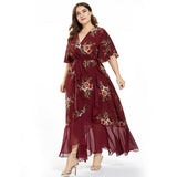 Printed Chiffon long dress Fat - WOMONA.COM